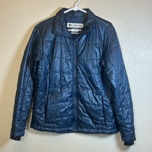 Columbia Lightweight Puffer  Jacket Nano Full Zip Pockets Women's Large Blue EUC